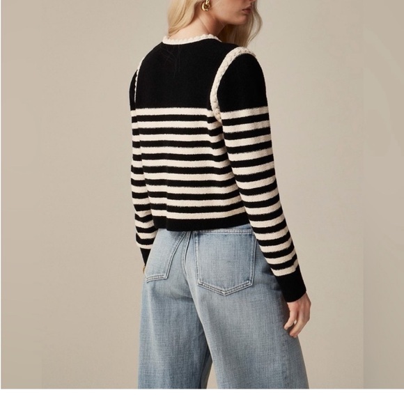 J. Crew Odette sweater lady jacket in striped bouclé NEW Size large RARE - Picture 4 of 15